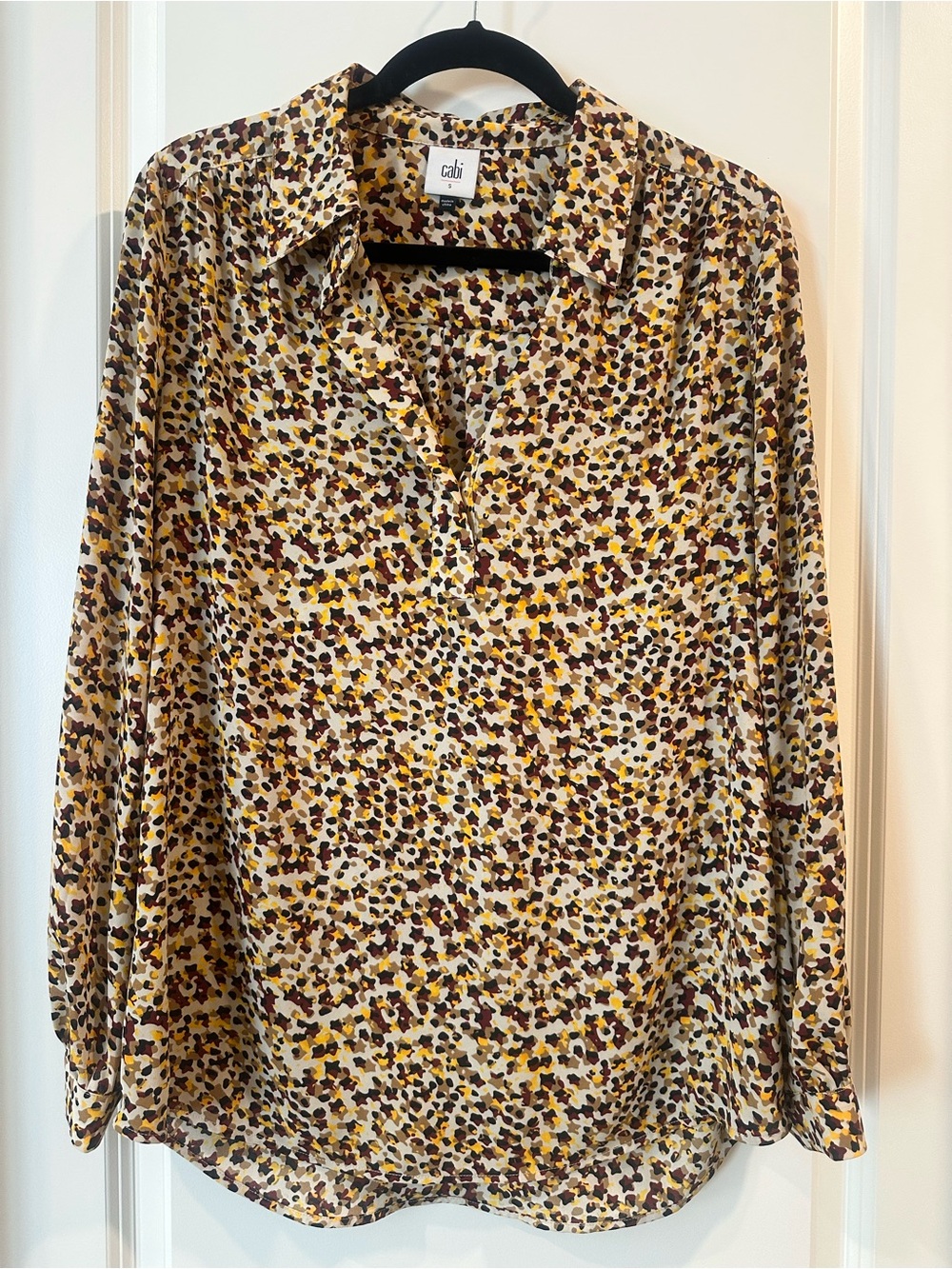 CAbi Superstar Shirt- Collared Blouse in Mustard, Brown, Black